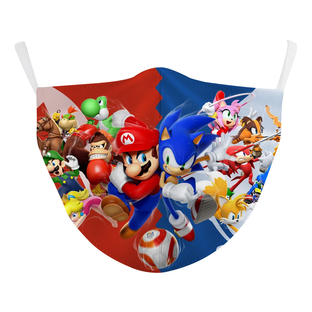 Sonic Cartoons Kid's Mask Printing Dust-proof Facemask PM2.5 Filter Adjustable Mouth Washable Reusable Outdoor Child | Красота и