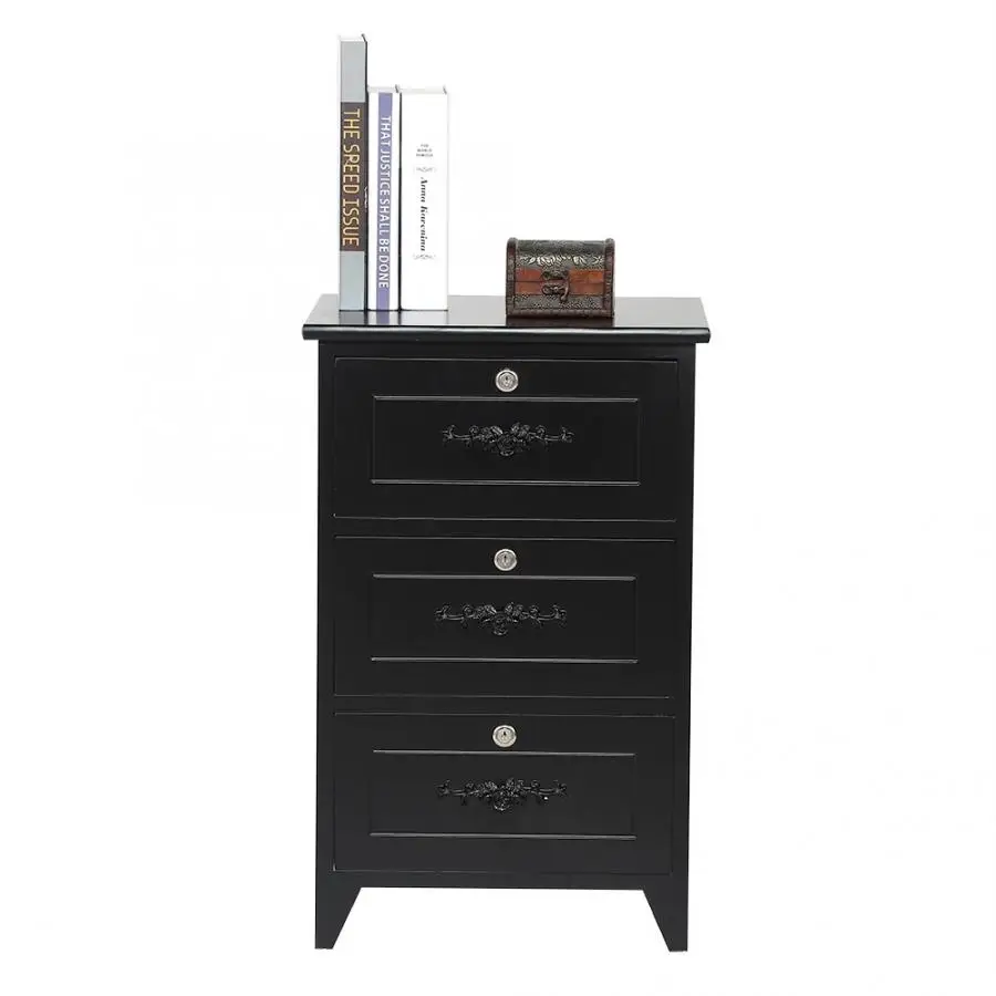 Не требуется сборка деревянная тумбочка прикроватная Органайзер шкаф с 3 ящиками