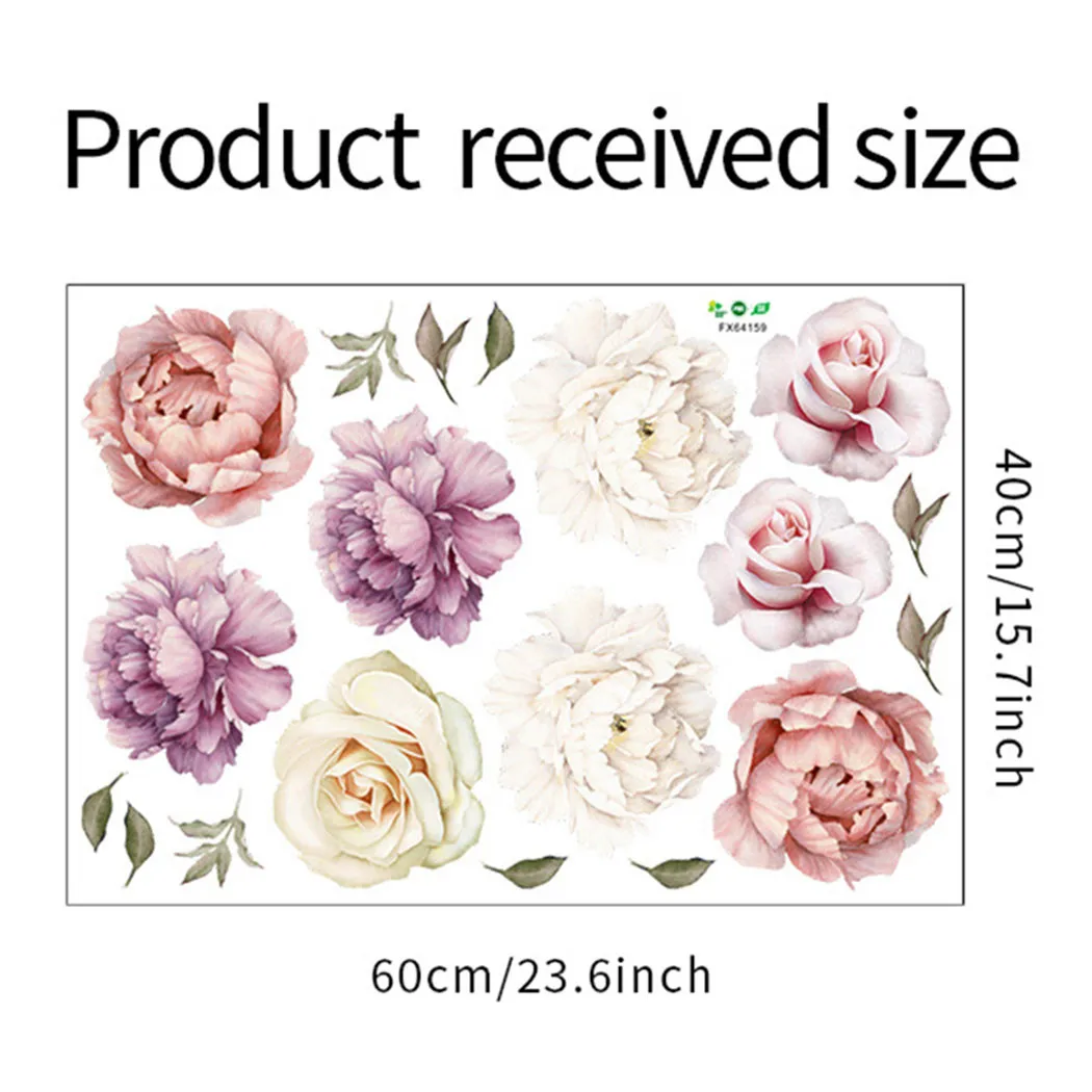 

1Set Wall Sticker PVC Peony Rose Flower Wall Sticker Living Room Home Background DIY Decal 100% Brand New And High Quality