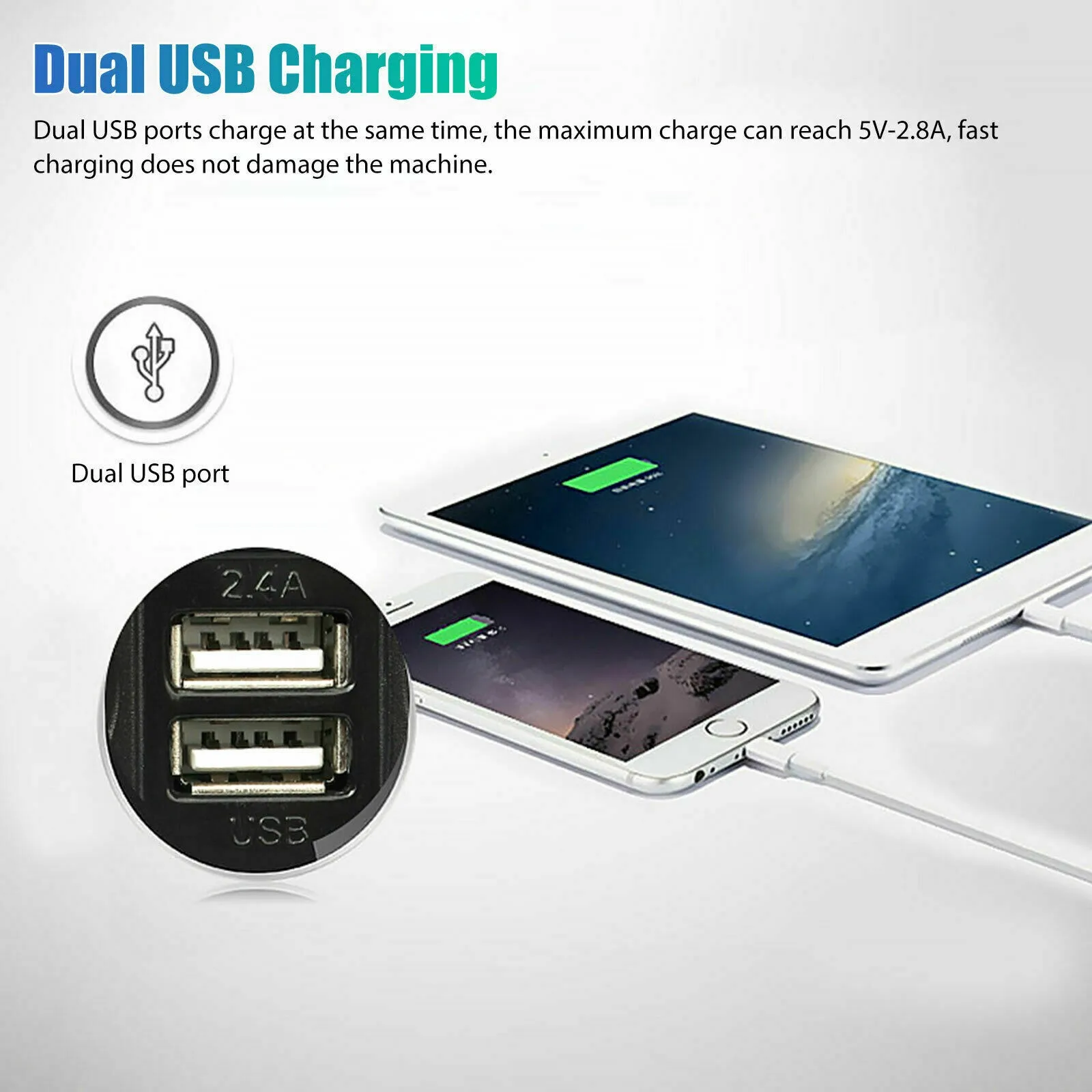 12V Outlet Car Charger Splitter 2 Way 800 (mA) ABS Plastic Accessories