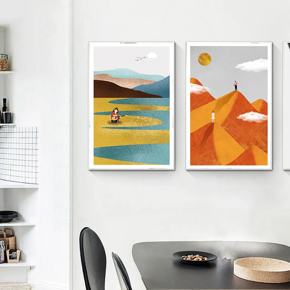 

Abstract Nordic Poster Landscape Canvas Painting Sun Whale Wall Art Pictures For Living Roome Modern Home Decorative Prints
