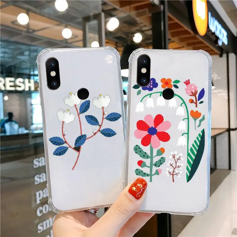 

Pretty Flower Phone Case Transparent For Xiaomi CC 9 11 MAX3 Mix3 MIX2 6X 8 5x 10S 11 10 X SE lite Pro