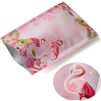 2000pcs pink flamingo style heat sealable aluminum foil flat pouch open top package bag vacuum pouch factory wholesale