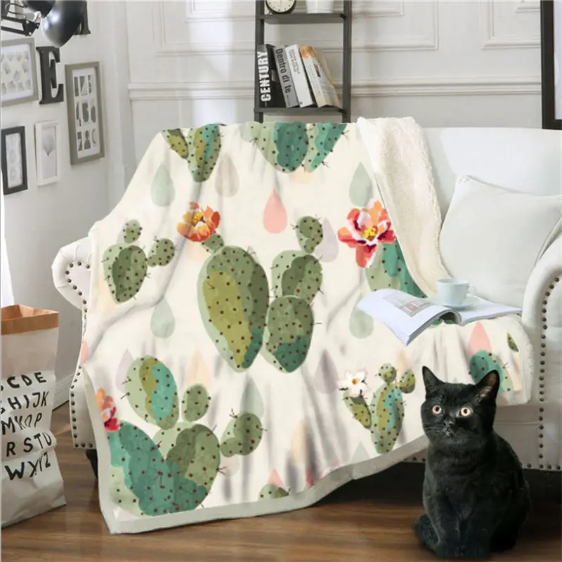 Мультяшное одеяло рождественские украшения для дома с рисунком кактуса
