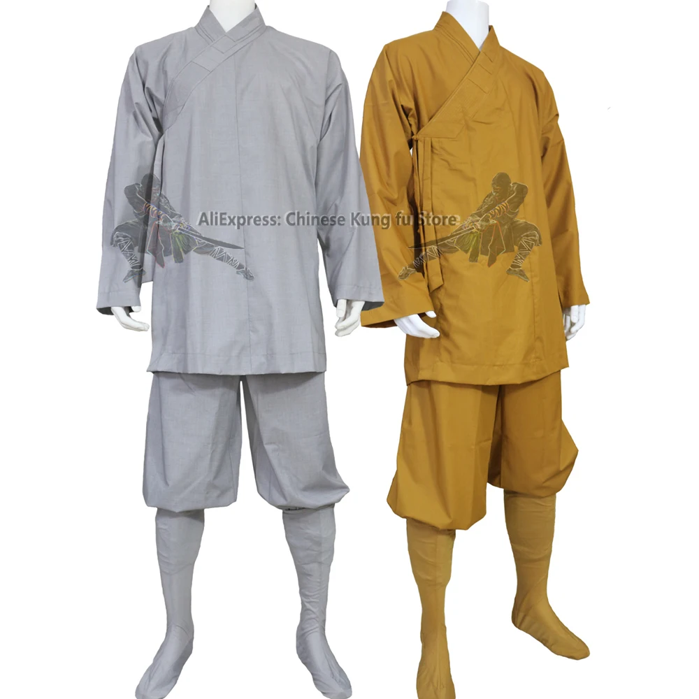 Cotton Shaolin Monk Uniform Buddhist Robe Kung fu Martial arts Suit Meditation Clothes