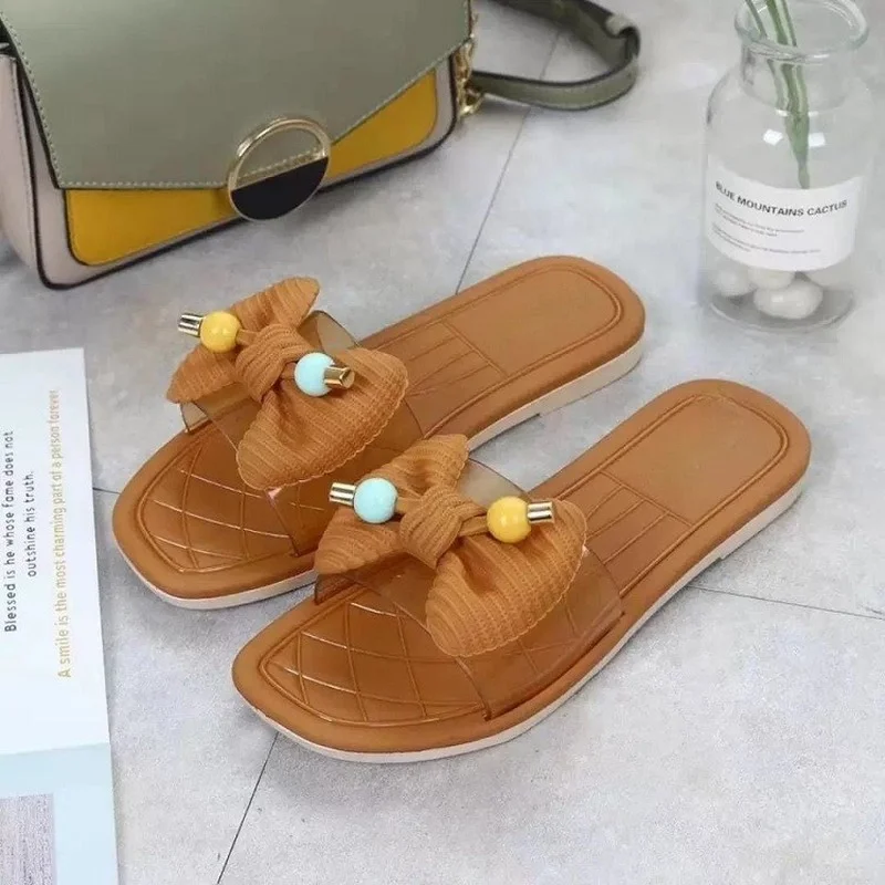 

2021 New Bow Slippers Ladies Summer Fashion Casual Trendy Sandals And Slippers