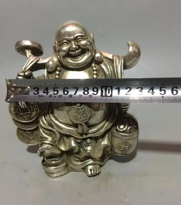 

Chinese Buddhism white copper Wealth maitreya buddha Statue