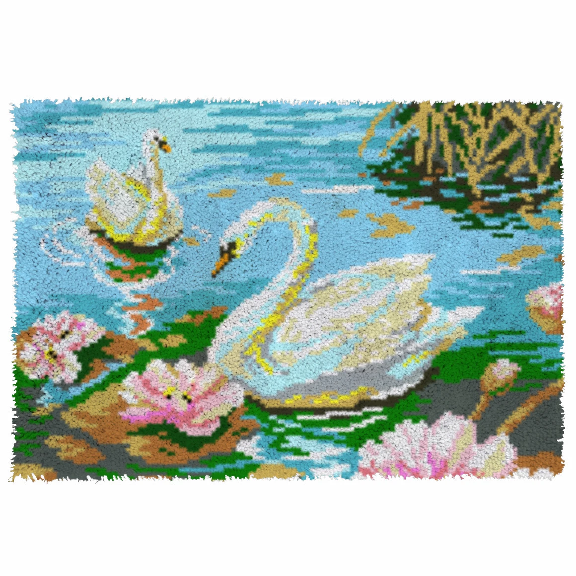 

Latch Hook Kits DIY swan Carpet Rug Plush Wall Tapestry Kits Crochet Floor Mat Thick Yarn Cushion Arts & Crafts