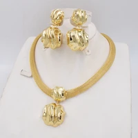 new high quality ltaly 750 gold color jewelry set for women african beads fashion necklace set earring jewelry