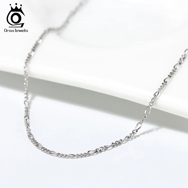 ORSA JEWELS итальянский бриллиант 5 мм цепочка Figaro Link серебряное ожерелье с цепочкой