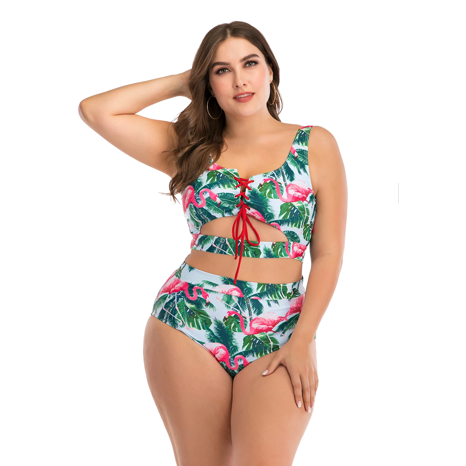 Женский купальник бикини 2020 размера плюс с цветочным принтом 4XL большой женский