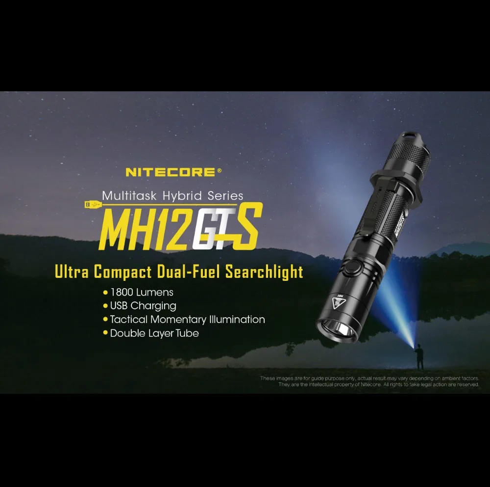 2019 NITECORE MH12GTS 1800 Lms USB Перезаряжаемый тактический фонарик 18650 аккумулятор|Фары| |