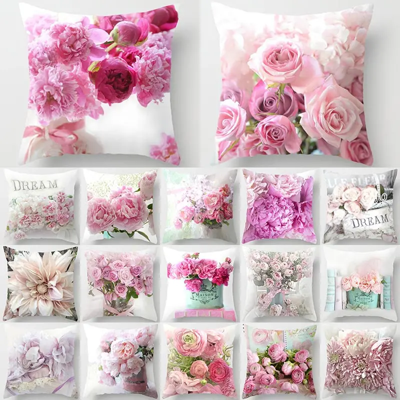 45*45 см розовая роза цветок Подушка для влюбленных крышка домашний декор подушка