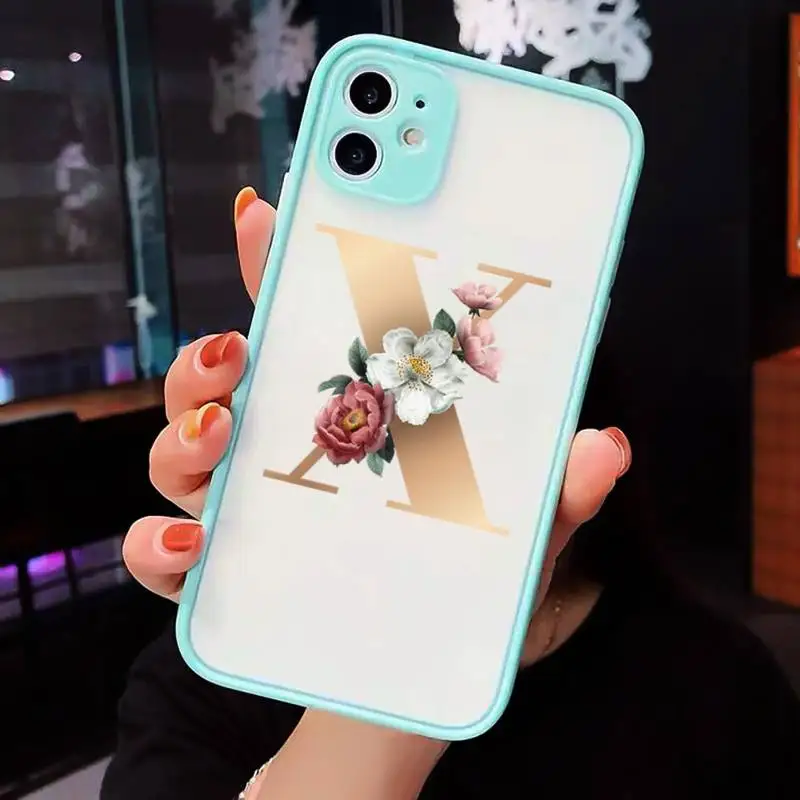 

166 letters rose Phone Case For iPhone 12 11 Mini Pro XR XS Max 7 8 Plus X Matte transparent blue Back Cover