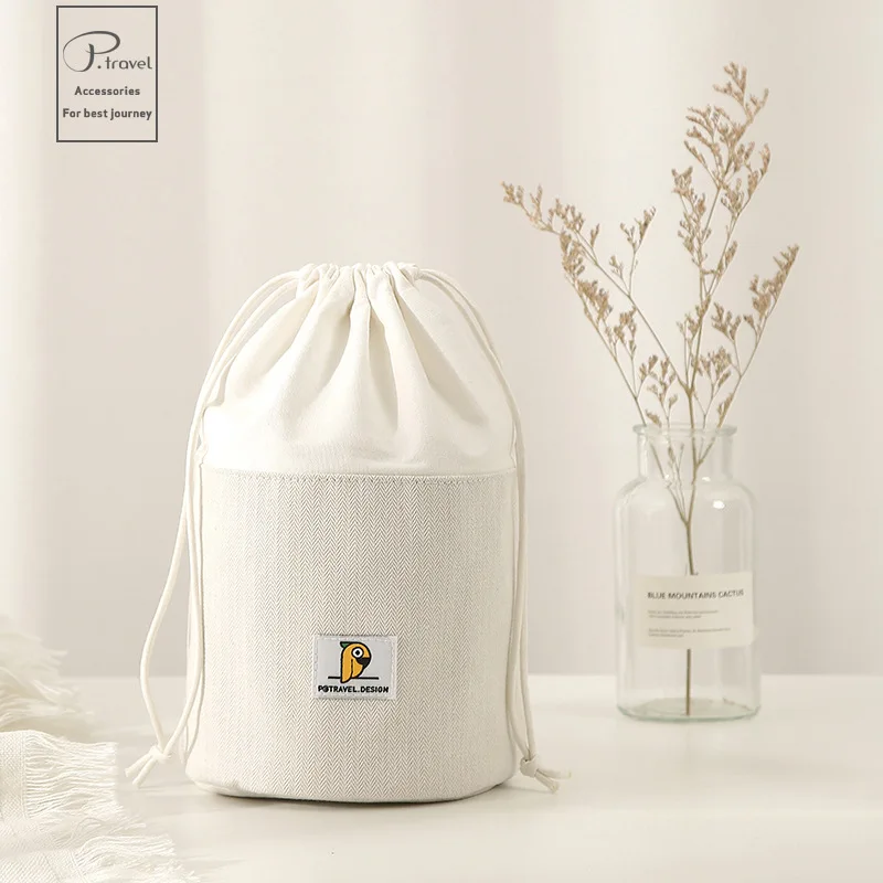 

New product cotton canvas cosmetic bag multifunctional desktop stationery storage bag home travel storage bag