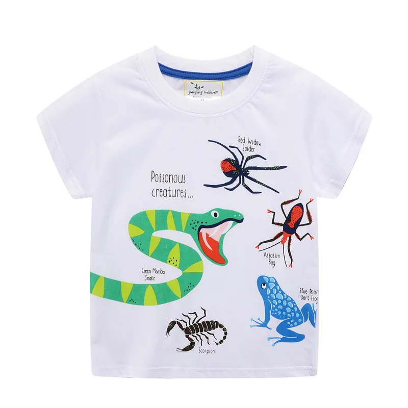 

Jumping meters/летние футболки для мальчиков 100% хлопок, детские футболки с изображением динозавров, детская одежда