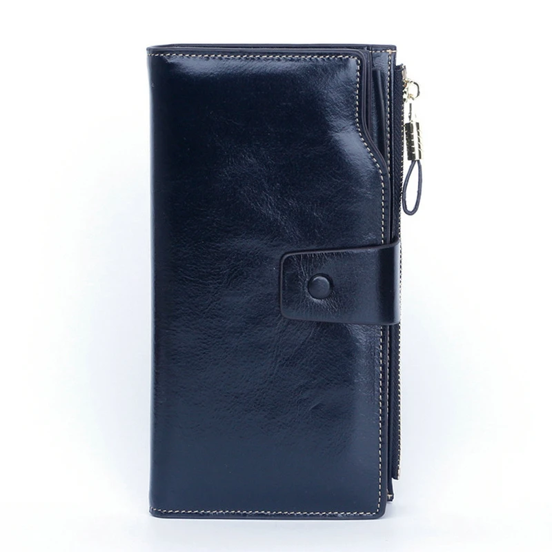 Luxury RFID blocking Women Wallets Genuine Leather Long Zipper Clutch Purse Large Capacity Card Holder Wallet