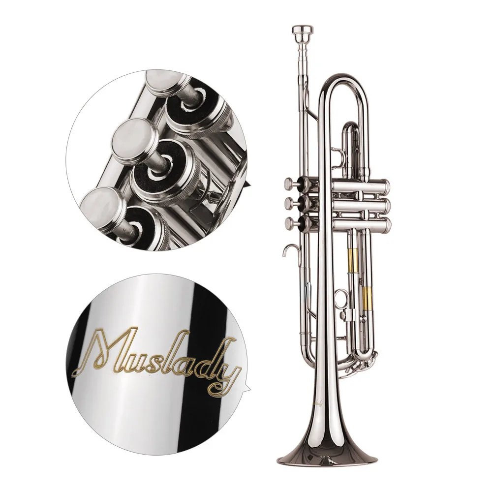 Стандартный Bb Труба латунь Материал покрытые никелем духовой инструмент с