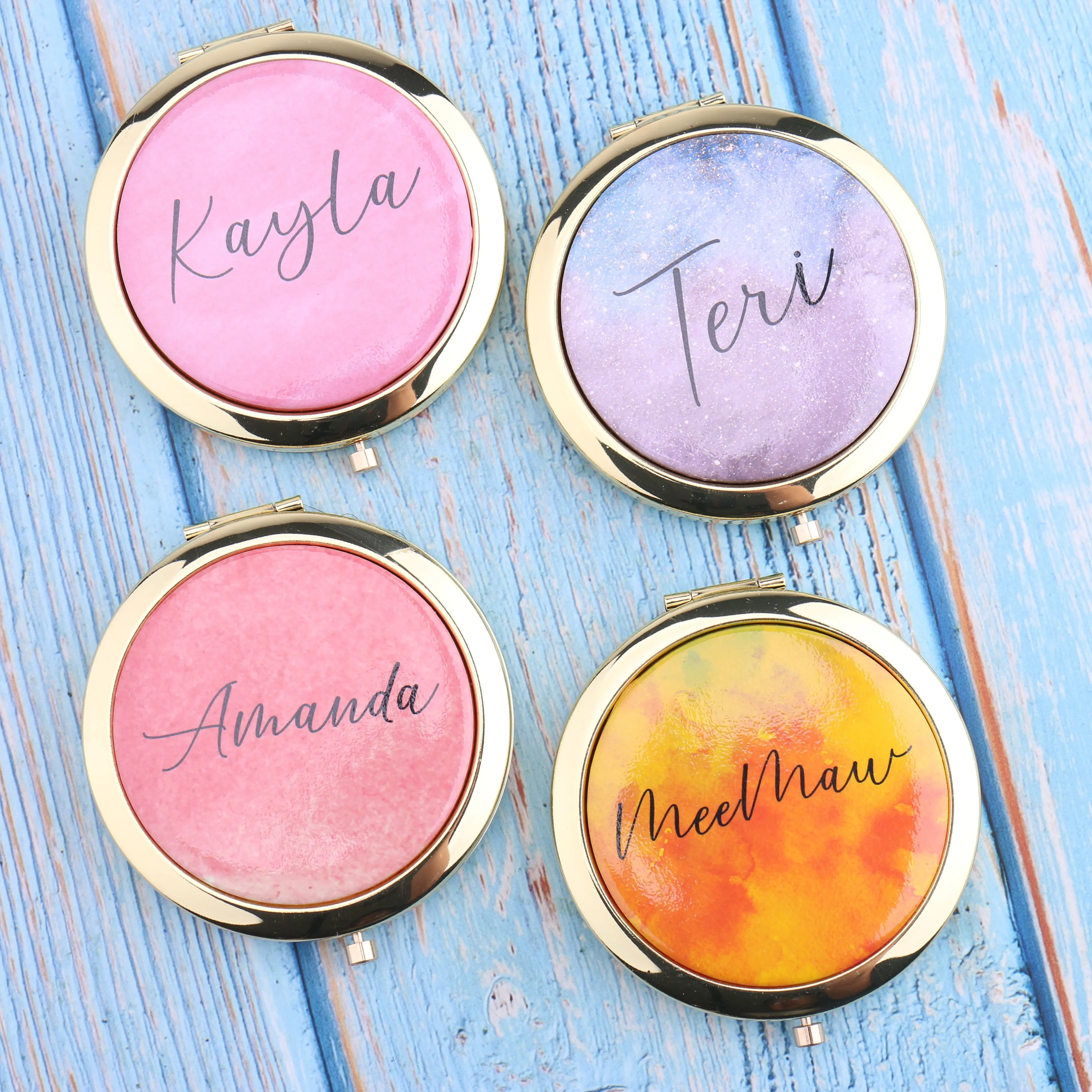 Индивидуальное компактное зеркало для макияжа подарок подружке невесты девичке