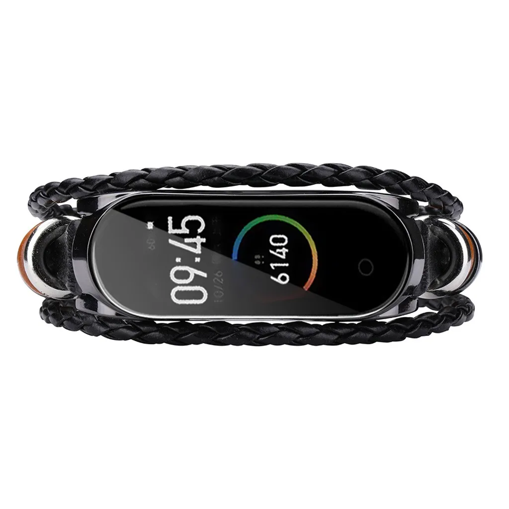 Сменный кожаный браслет с плетением и бусинами для Xiaomi Mi Band 4 | Электроника