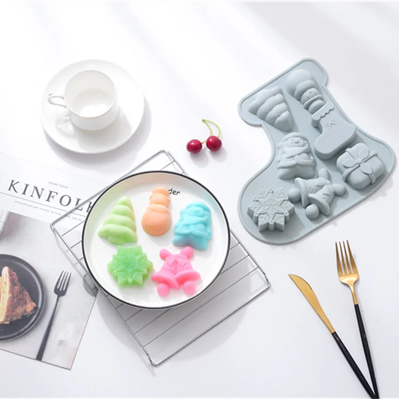 

Christmas Snowflake Gift Box Tree Bell Silicone Mold Kitchen Baking Tool Resin DIY Cake Mousse Chocolate Lace Decoration Moulds