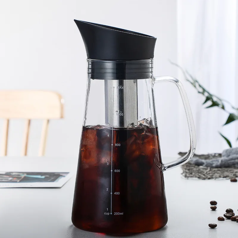 

Glass Coffee Maker Hot & Cold Dual-Function Coffee Maker Cold Extract Ice Brewed Water Bottle Non-Rust Filter Coffee Pot