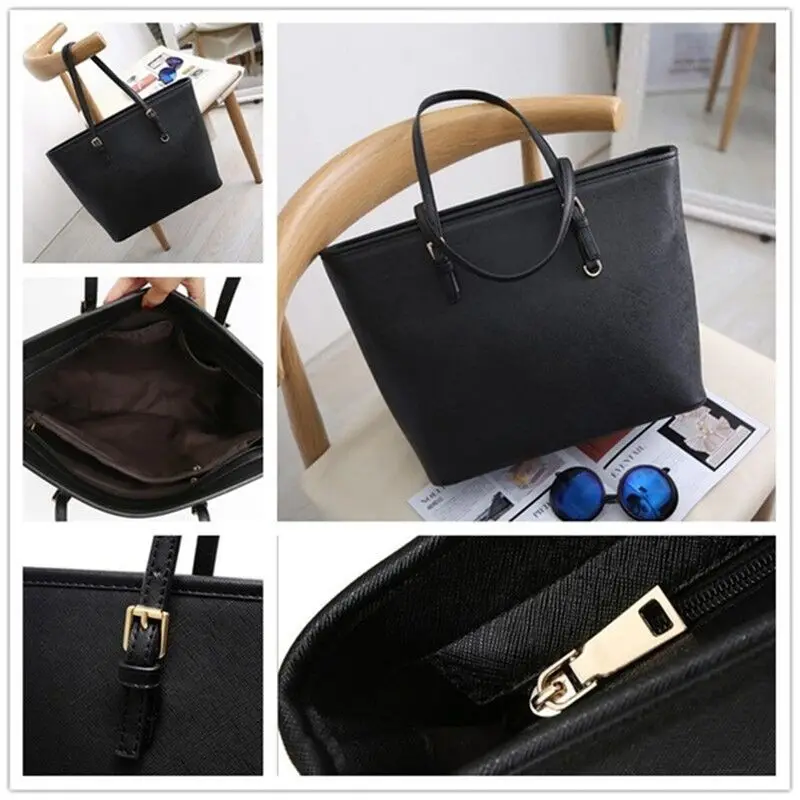 

Fashion Women Leather Handbag Brief Shoulder Bags Black White Large Capacity Luxury Handbags Tote Bags Design Bolsos