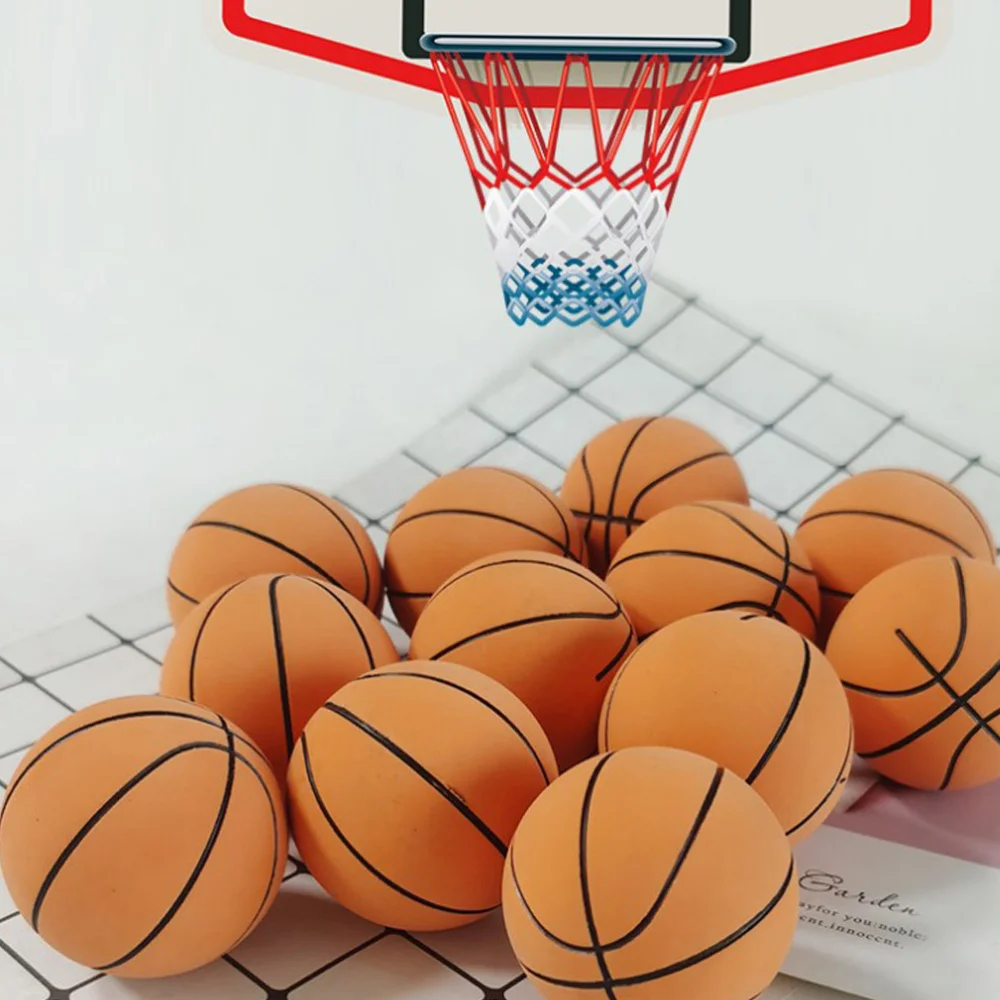 

1 Set 6Pcs Mini Rubber Basketball Toys Eco-friendly Kid Toys Playthings (Brown)