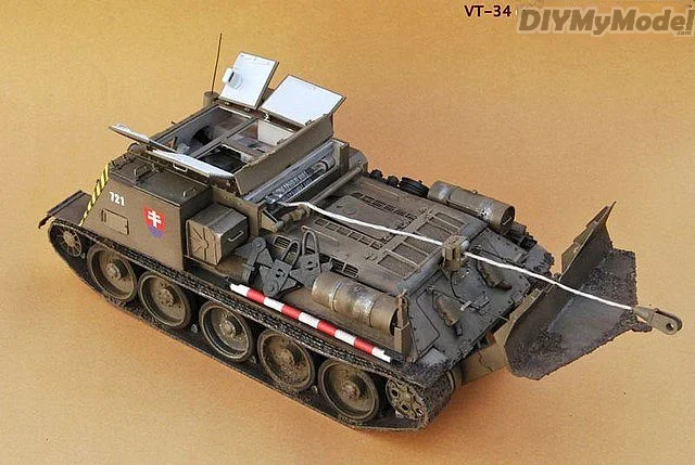 DIYMyModeI-KIT de construcci&oacute;n de tanque de Vt-34 para ni&ntilde;os, rompecabezas de juguete hecho a mano, regalo de pel&iacute;cula-3