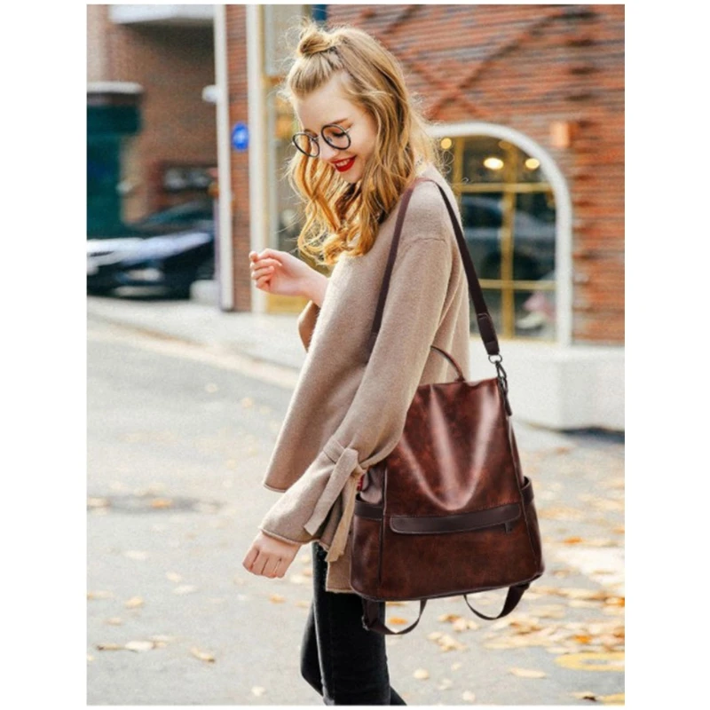 

Women Travel Backpack Purse Leather Anti-theft Shoulder Bag Ladies Satchel Bag Fashion Bookbag For Girls