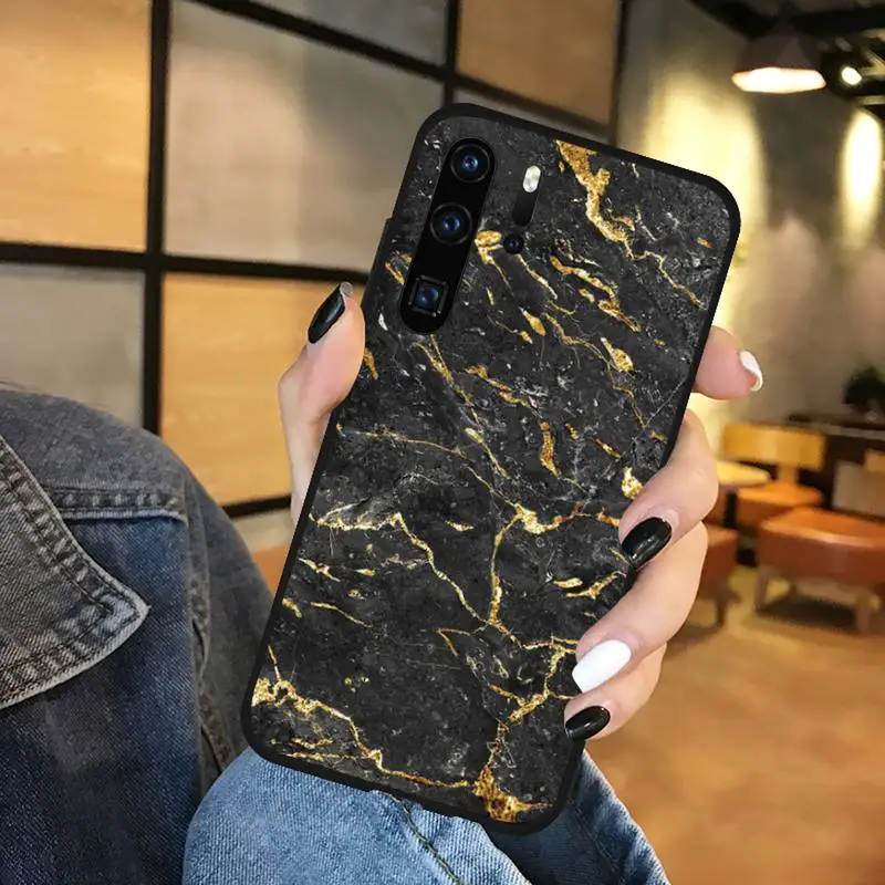 

Black gold marble pattern Phone Case Funda For Huawei P9 P10 P20 P30 Lite 2016 2017 2019 plus pro P smart