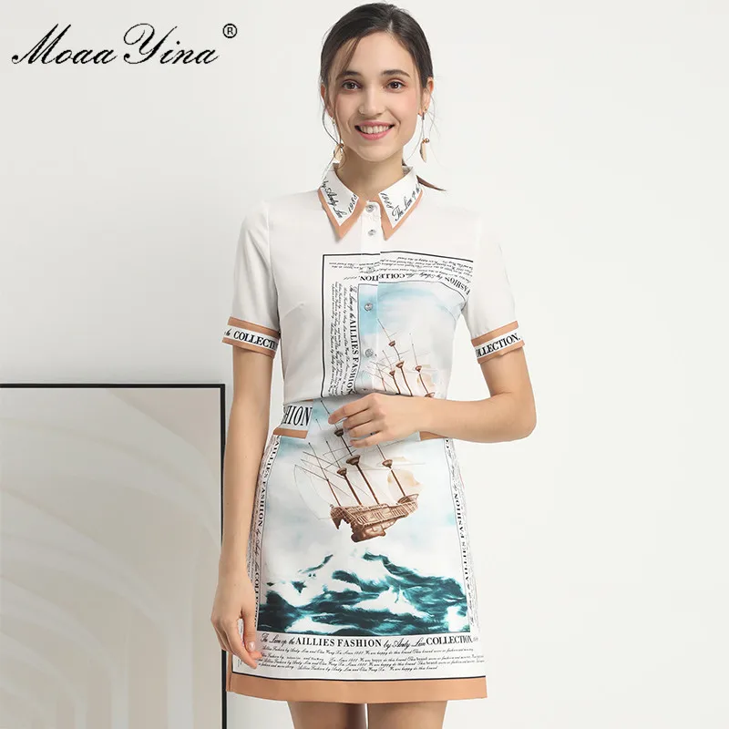 Moaa Yina модный дизайнерский комплект весна лето женская рубашка с коротким рукавом