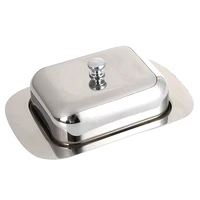 luxious stainless steel butter dish box container shiny cheese server storage keeper tray with easy to hold lid