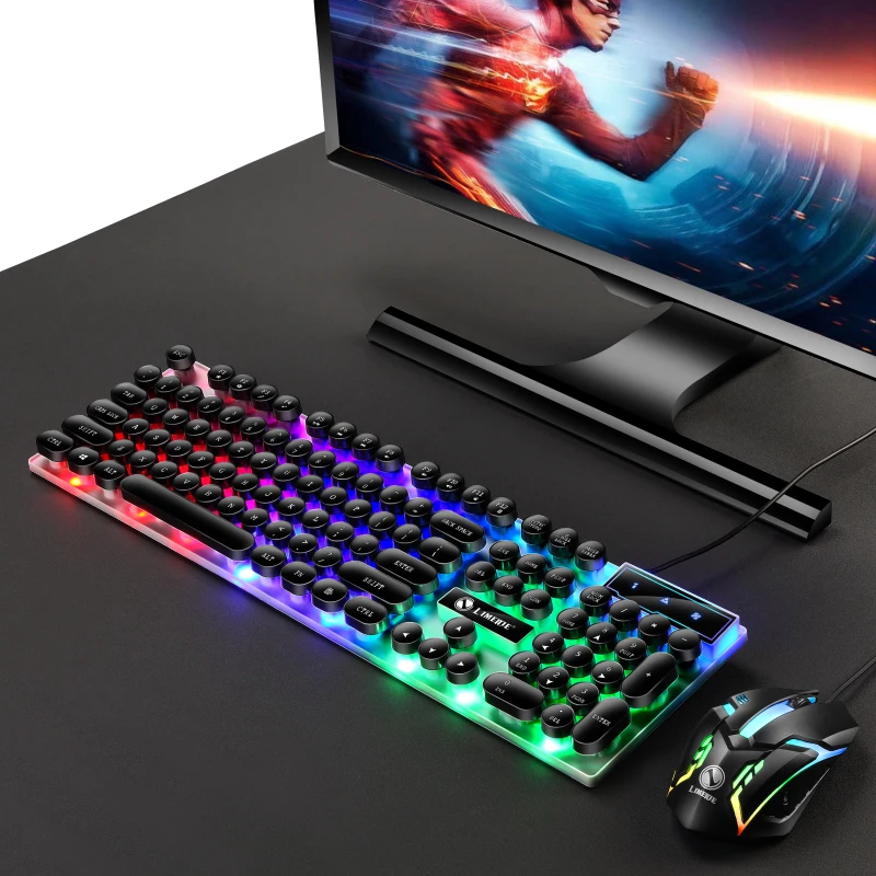 2.4G PC LED Gaming Keyboard and Mouse Set Wired Keyboard Gamer Keyboard Illuminated Gaming Keyboard Set for Laptop
