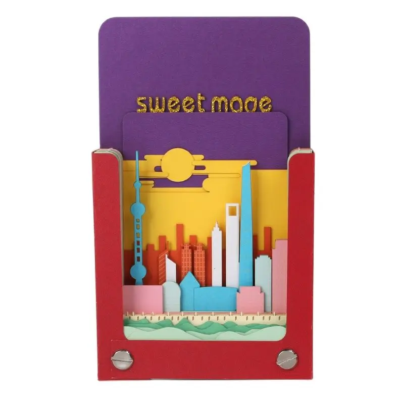 

3D Memo Pad Sticky Note Bookmark Gift Card Famous Landmark Laser Pavilion Marker Memo Pad Model Home Office Decor Gift Notepad