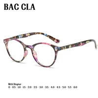 bac cla retro floral print finished myopia glasses with frames women men 0 degree 0 5 1 0 1 5 2 0 2 5 3 0 3 5 4 0 4 5 5 5 6 0