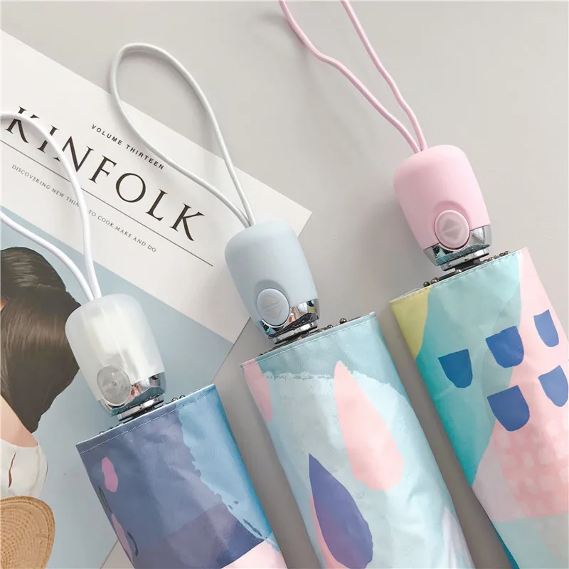 Корейский маленький Зонт от дождя двойного назначения автоматический