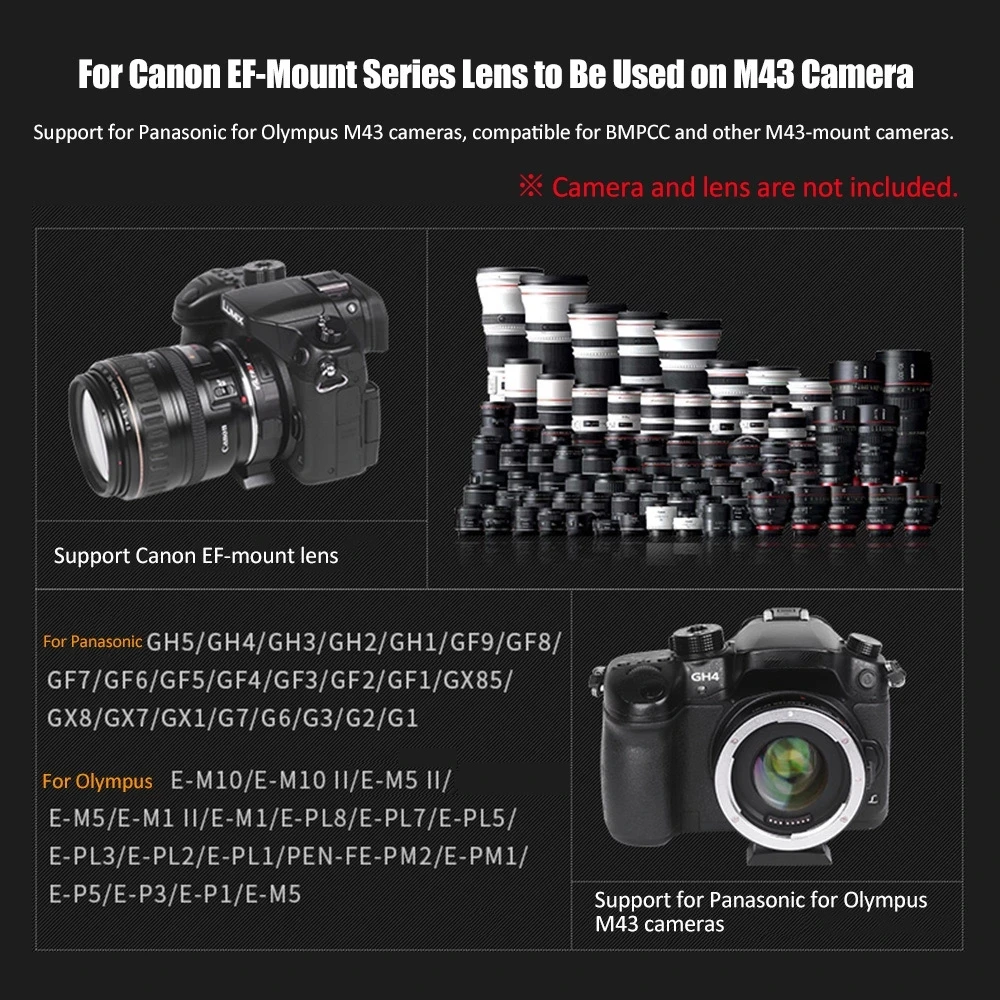 Viltrox EF-M2II for Canon EF lens to M43 Camera GH4 GH5 GF6 GF1 AF Auto-focus EXIF 0.71X Reduce Speed Booster Lens Adapter Turbo |