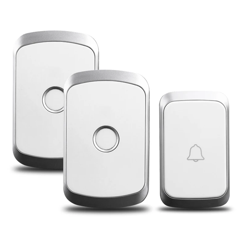 1 button 2 receiver CACAZI, умный беспроводной дверной звонок, водонепроницаемый аккумулятор, 1, 2 кнопки, 1, 2 приемника, США, ЕС, Великобритания, AU, вилка, Домашний Беспроводной звонок, звонок, колокольчик - Цвет: 1 button 2 receiver