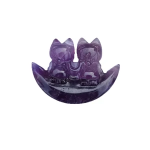 Quartz Fox Natural Amethyst Crystzl Carving Fox Christmas Gift Collection