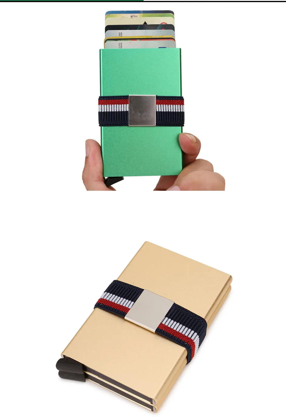 DIENQI модный двойной кошелек черный металлический RFID кошелек для мужчин Эластичность резиновый ремешок кошелек карман для карт Многофункциональный кошелек