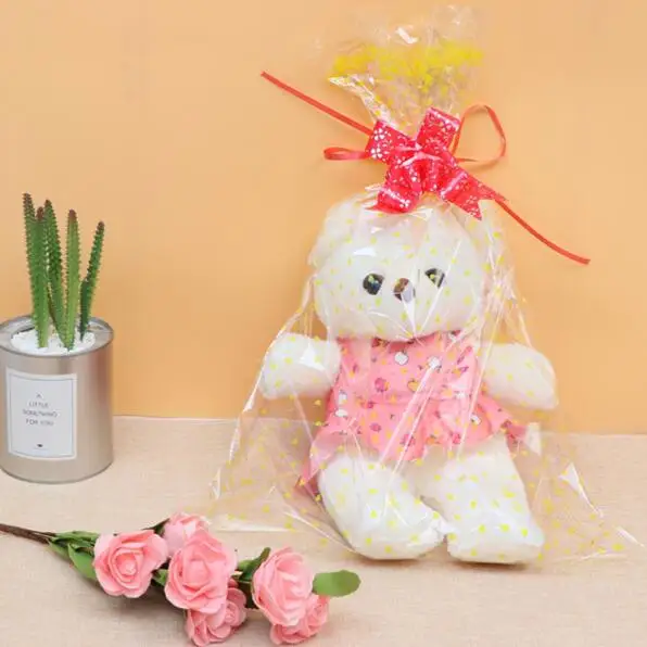 Yellow 100 шт, 18x25 см/34x49 см, 4 размера, большой цветок, кружевной бант, подарочная упаковка, opp пакет, самоклеющиеся пакеты, мешок для конфет, мешок для печенья, печенья - Цвет: Yellow