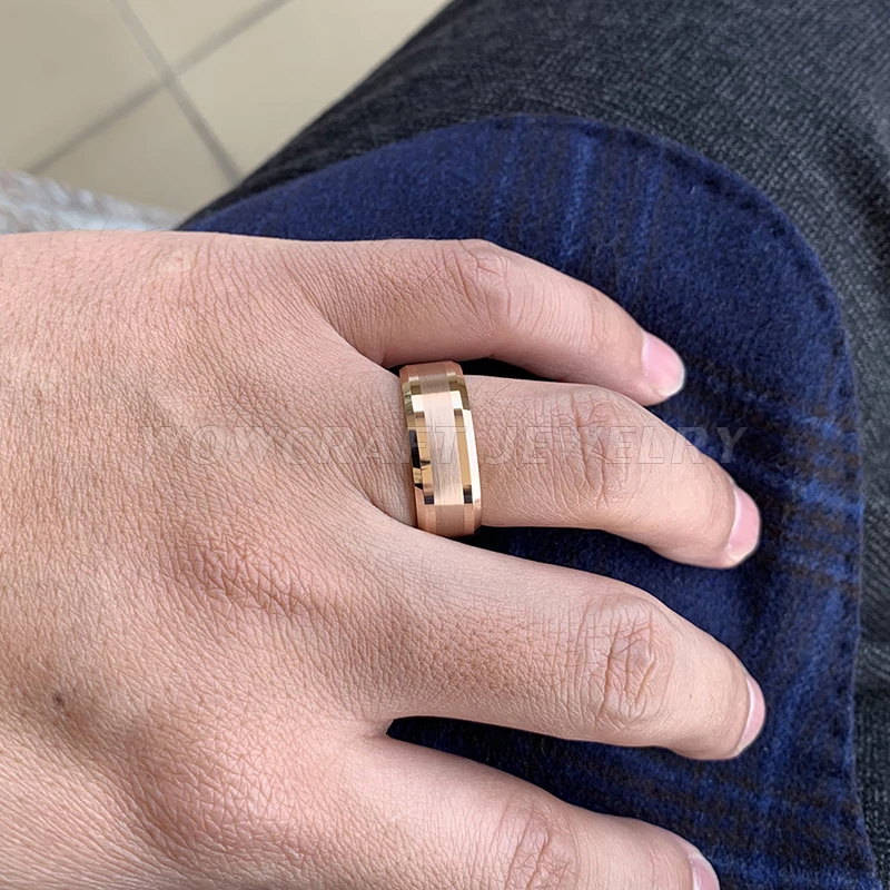 Обручальные кольца из розового золота вольфрама для мужчин и женщин удобные