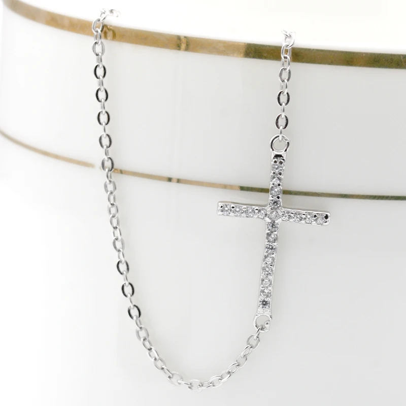 Серебро 925 пробы розовое золото и белый цвет очаровательный крест Иисуса с