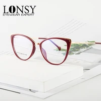 lonsy sexy cat eye reading glasses for women transparent anti blue light blocking cateye frame presbyopic eyeglass diopters