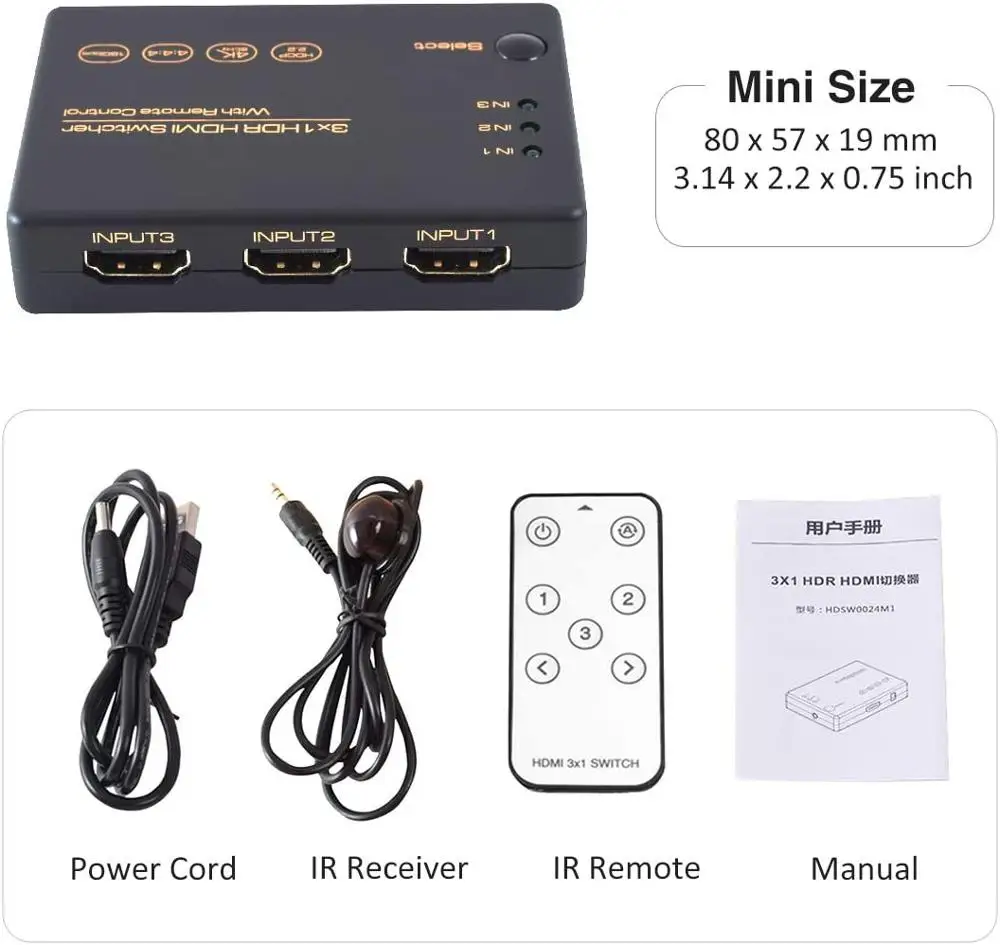 HDMI переключатель 4K 3 порта разветвитель Full HD 1080P 3D совместимый с Xbox 360 One PS4 PS3 ИК