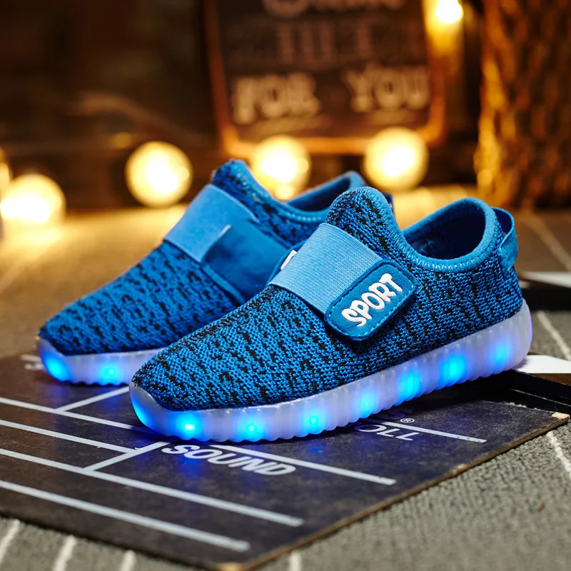 

Allwesome USB Charging Children Boys Shoes Led Light Glowing Luminous Sneakers Girls Flats Shoes Kid Luminous Light Sole