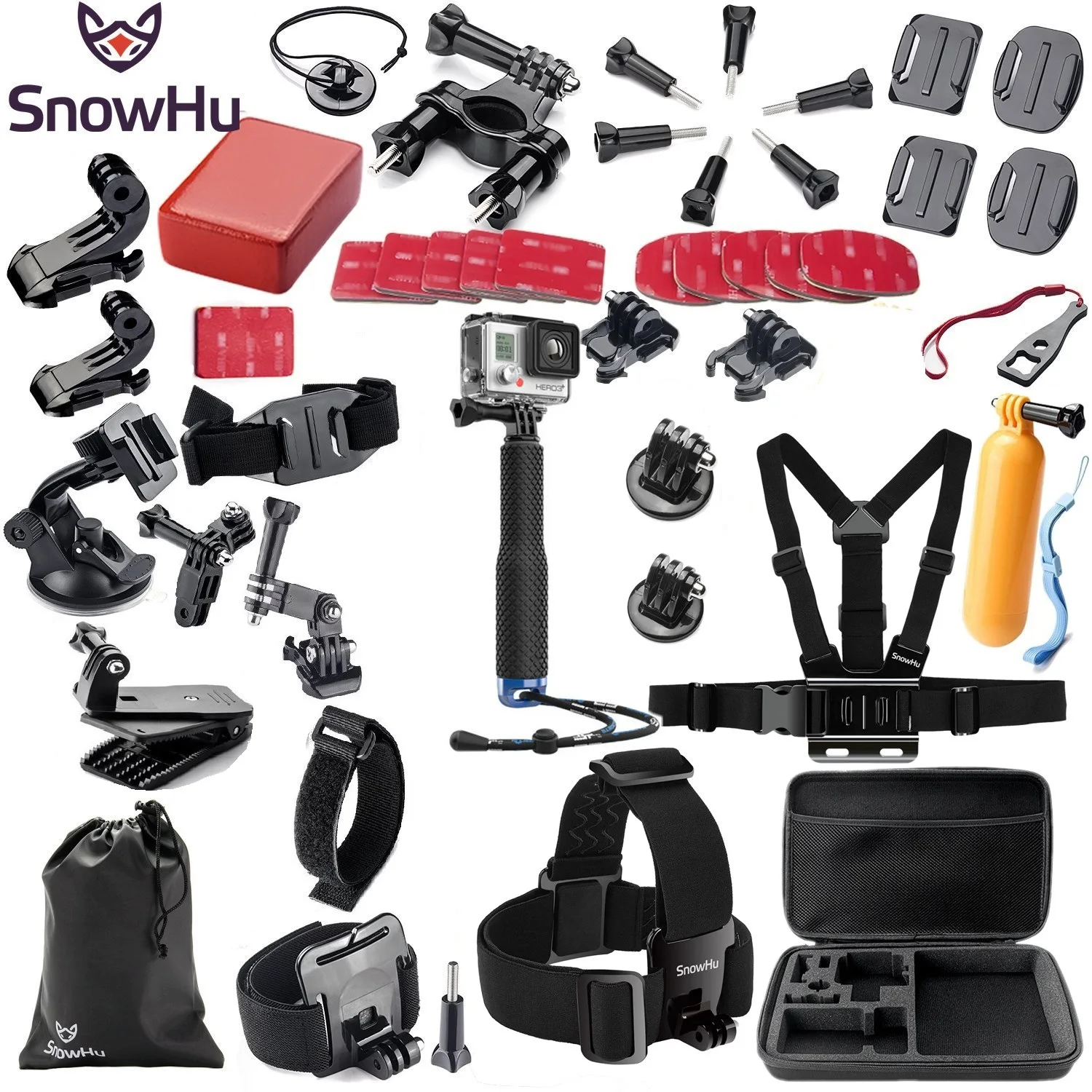 Аксессуар SnowHu для экшн камеры Go pro черный аксессуар Yi 4K + Lite SJ4000 Eken H9 Pro 9 8 7 6 5 4 3