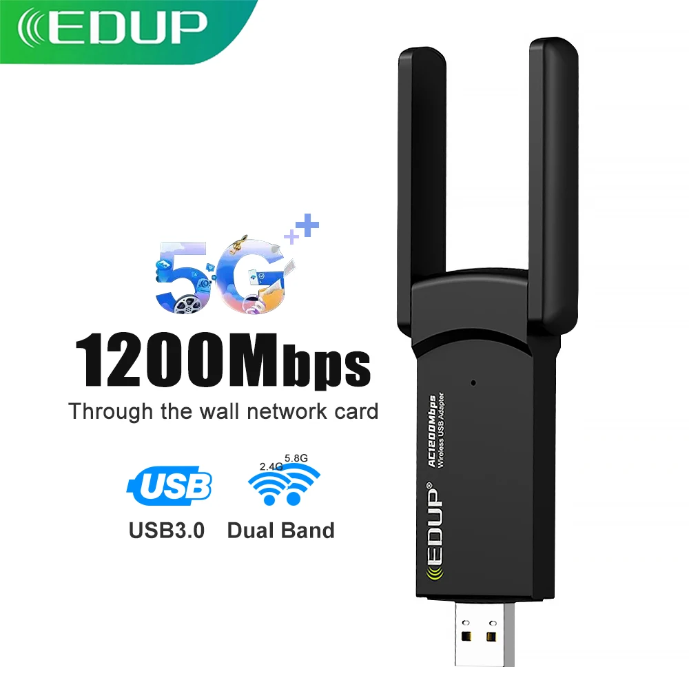 Wi-Fi адаптер EDUP 1200 Мбит/с 2 4/5 ГГц | Компьютеры и офис