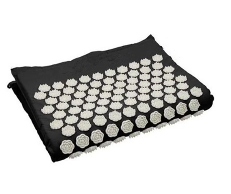 black mat Лотос шип иглоукалывание Массажный коврик Акупрессура Подушка тело массаж спины боль снимает Расслабление себя релаксационная подушка сумка - Цвет: black mat
